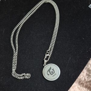 Ice Silver Men's Pendant Necklace with Round Logo Disc